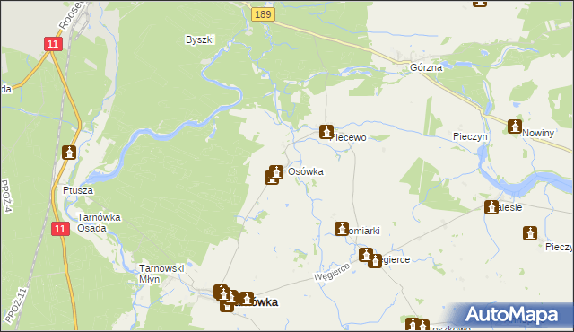 mapa Osówka gmina Tarnówka, Osówka gmina Tarnówka na mapie Targeo