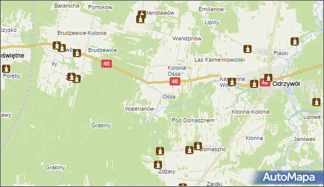 mapa Ossa gmina Odrzywół, Ossa gmina Odrzywół na mapie Targeo