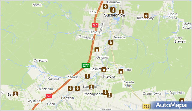 mapa Ostojów, Ostojów na mapie Targeo