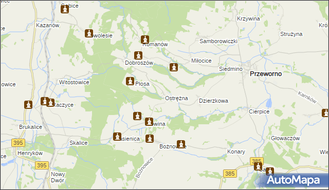 mapa Ostrężna, Ostrężna na mapie Targeo