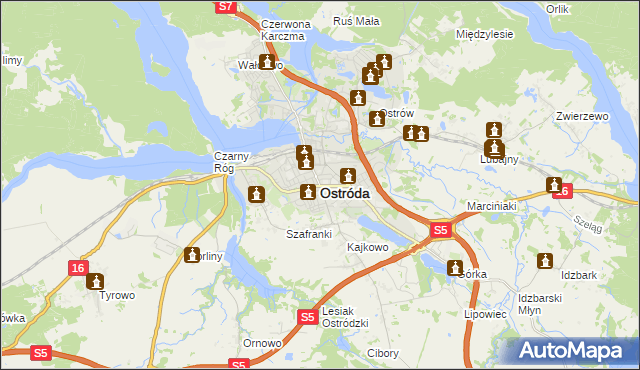 mapa Ostróda, Ostróda na mapie Targeo