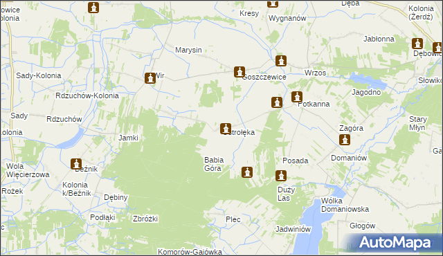 mapa Ostrołęka gmina Przytyk, Ostrołęka gmina Przytyk na mapie Targeo