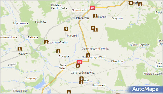 mapa Ostromęczyn-Kolonia, Ostromęczyn-Kolonia na mapie Targeo