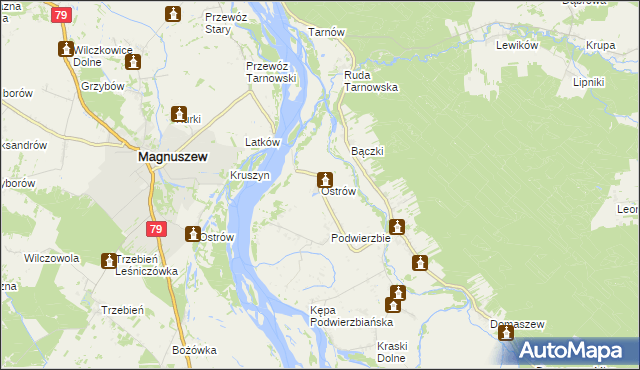 mapa Ostrów gmina Maciejowice, Ostrów gmina Maciejowice na mapie Targeo