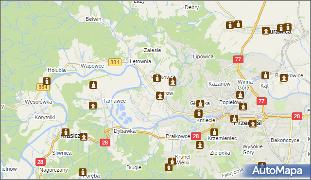 mapa Ostrów gmina Przemyśl, Ostrów gmina Przemyśl na mapie Targeo