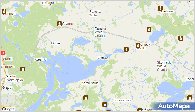 mapa Ostrów gmina Stare Juchy, Ostrów gmina Stare Juchy na mapie Targeo