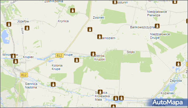 mapa Ostrów Krupski, Ostrów Krupski na mapie Targeo