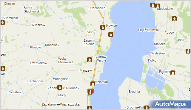 mapa Ostrów Warcki, Ostrów Warcki na mapie Targeo