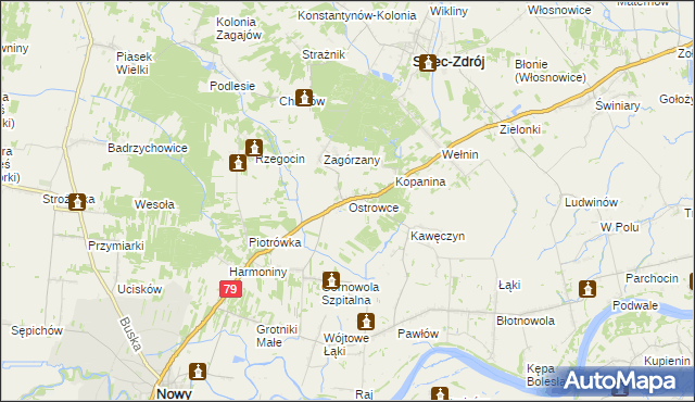 mapa Ostrowce, Ostrowce na mapie Targeo