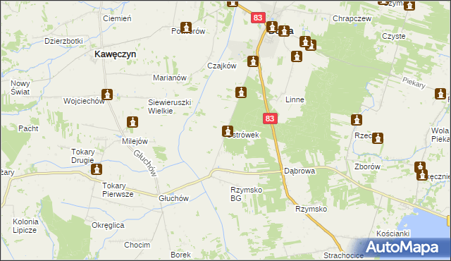 mapa Ostrówek gmina Dobra, Ostrówek gmina Dobra na mapie Targeo