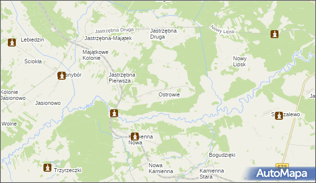 mapa Ostrowie gmina Sztabin, Ostrowie gmina Sztabin na mapie Targeo