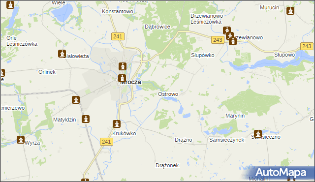 mapa Ostrowo gmina Mrocza, Ostrowo gmina Mrocza na mapie Targeo