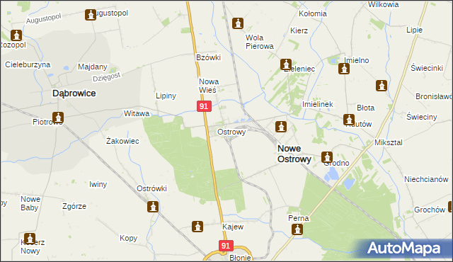 mapa Ostrowy-Cukrownia, Ostrowy-Cukrownia na mapie Targeo