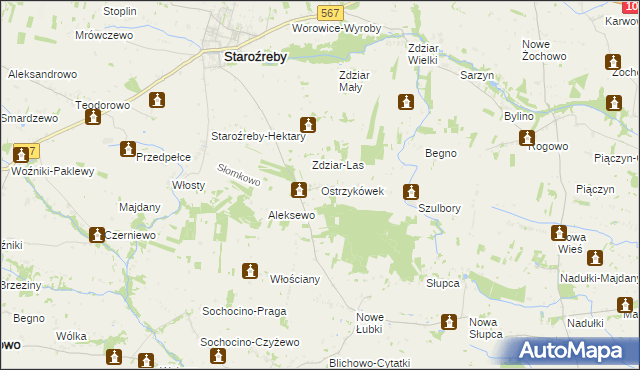 mapa Ostrzykówek, Ostrzykówek na mapie Targeo