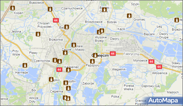 mapa Oświęcimia, Oświęcim na mapie Targeo