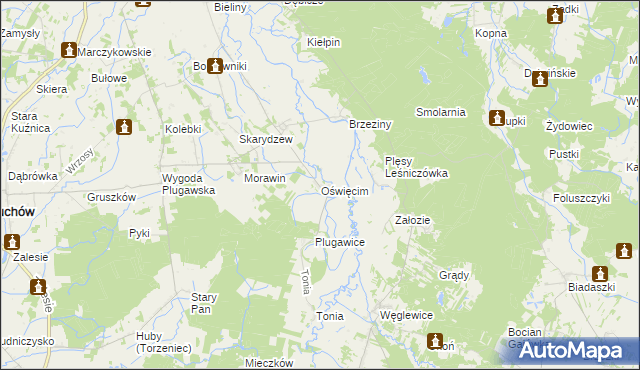 mapa Oświęcim gmina Doruchów, Oświęcim gmina Doruchów na mapie Targeo