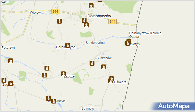 mapa Oszczów, Oszczów na mapie Targeo