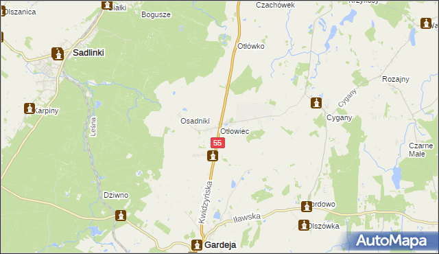 mapa Otłowiec, Otłowiec na mapie Targeo