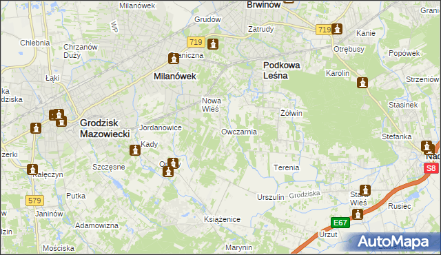 mapa Owczarnia gmina Brwinów, Owczarnia gmina Brwinów na mapie Targeo