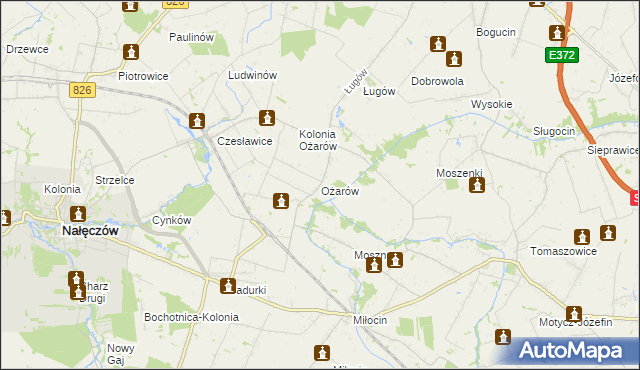 mapa Ożarów gmina Jastków, Ożarów gmina Jastków na mapie Targeo