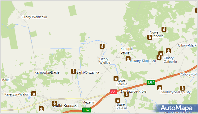 mapa Ożary Wielkie, Ożary Wielkie na mapie Targeo