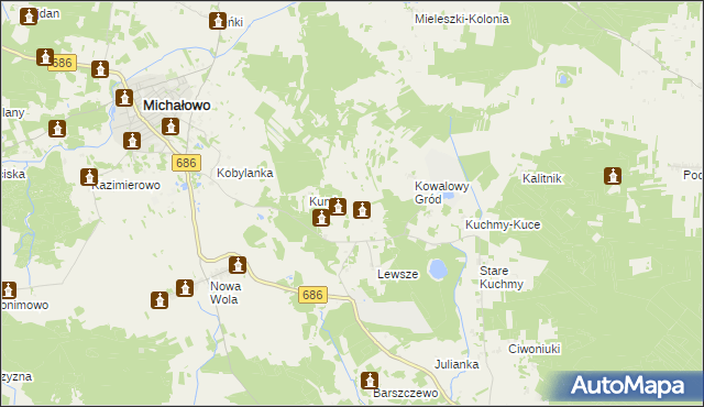 mapa Oziabły, Oziabły na mapie Targeo