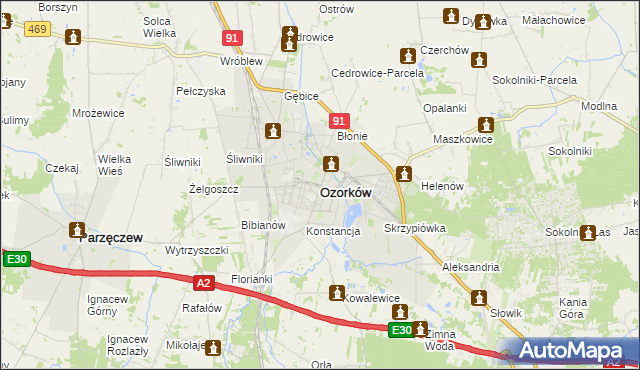 mapa Ozorków, Ozorków na mapie Targeo