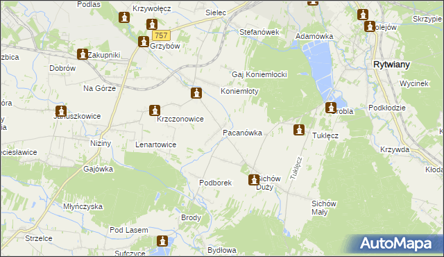 mapa Pacanówka, Pacanówka na mapie Targeo