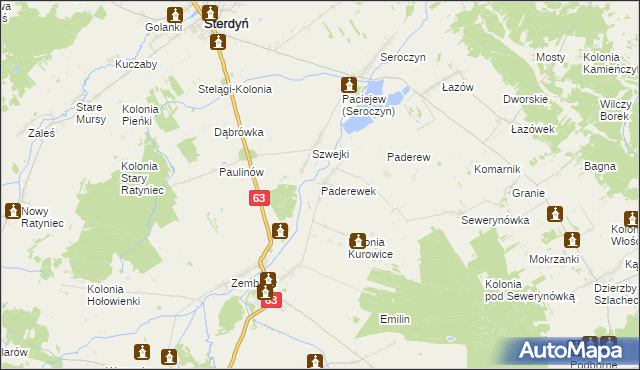 mapa Paderewek, Paderewek na mapie Targeo