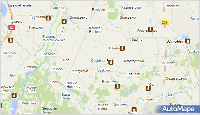 mapa Pagórki gmina Wierzbinek, Pagórki gmina Wierzbinek na mapie Targeo