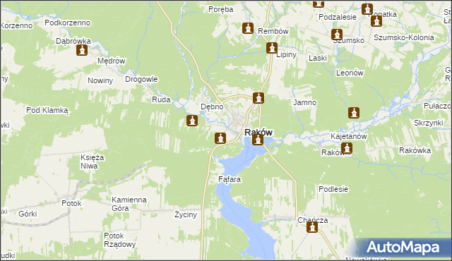 mapa Pągowiec gmina Raków, Pągowiec gmina Raków na mapie Targeo