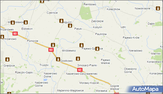 mapa Pajewo-Szwelice, Pajewo-Szwelice na mapie Targeo