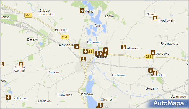 mapa Pakość powiat inowrocławski, Pakość powiat inowrocławski na mapie Targeo