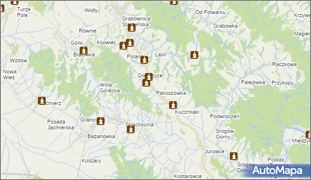 mapa Pakoszówka, Pakoszówka na mapie Targeo