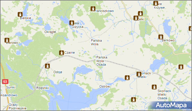 mapa Pańska Wola Osada, Pańska Wola Osada na mapie Targeo