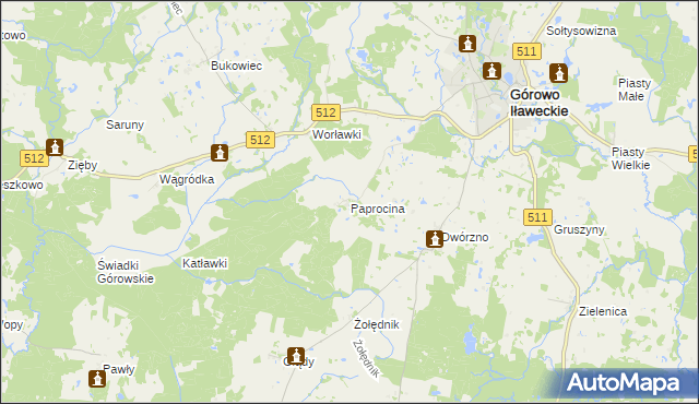 mapa Paprocina, Paprocina na mapie Targeo