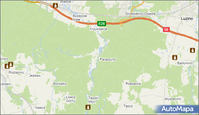 mapa Paraszyno, Paraszyno na mapie Targeo