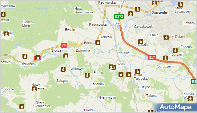 mapa Parcele-Rębków, Parcele-Rębków na mapie Targeo