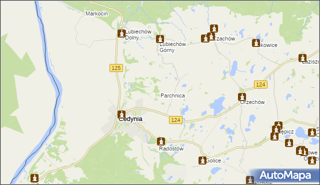 mapa Parchnica, Parchnica na mapie Targeo