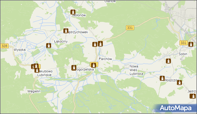 mapa Parchów, Parchów na mapie Targeo