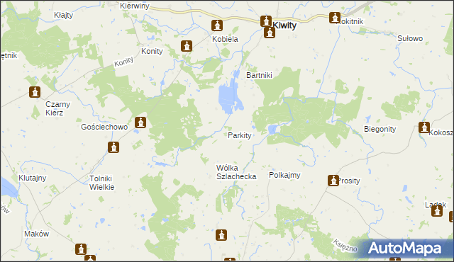 mapa Parkity, Parkity na mapie Targeo