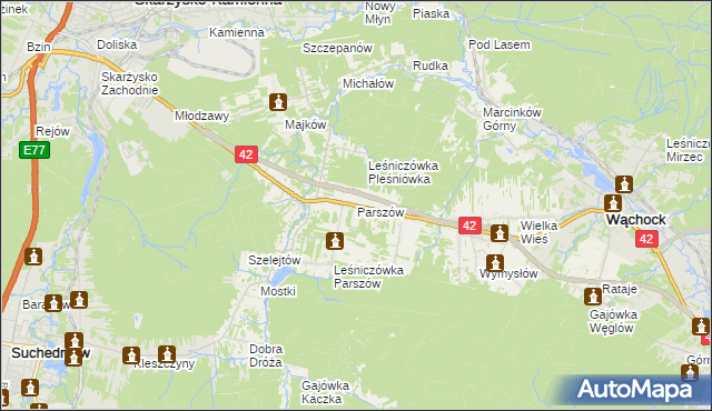 mapa Parszów, Parszów na mapie Targeo