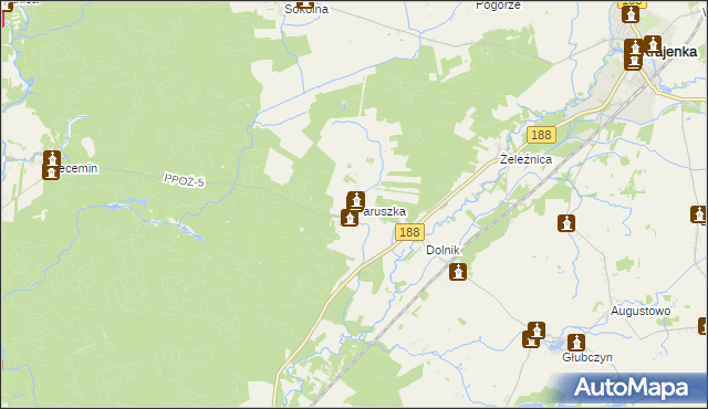 mapa Paruszka, Paruszka na mapie Targeo