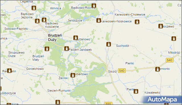 mapa Parzeń, Parzeń na mapie Targeo