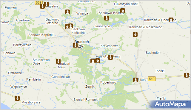 mapa Parzeń-Janówek, Parzeń-Janówek na mapie Targeo