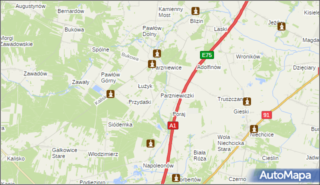 mapa Parzniewiczki, Parzniewiczki na mapie Targeo