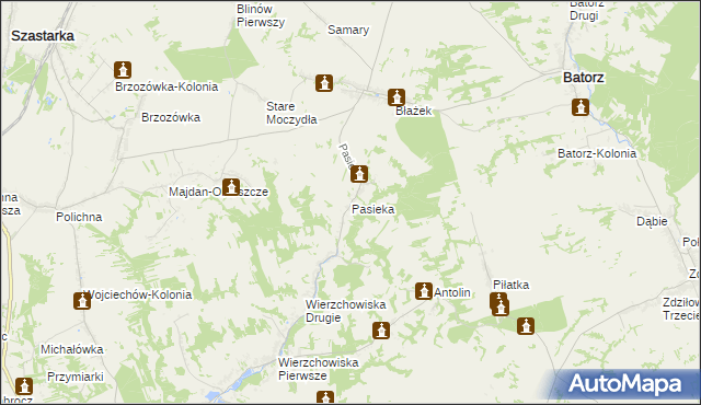 mapa Pasieka gmina Modliborzyce, Pasieka gmina Modliborzyce na mapie Targeo