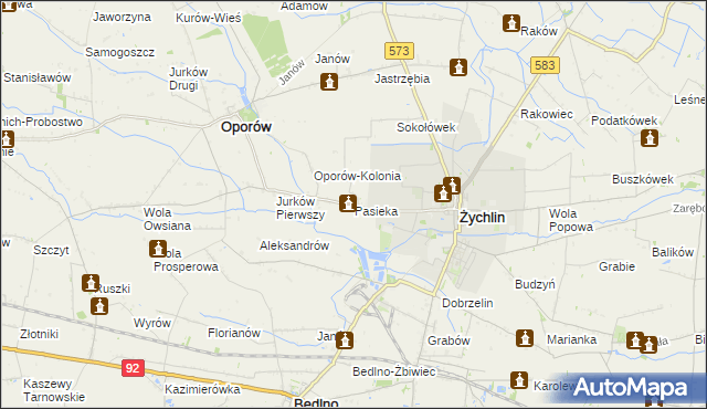 mapa Pasieka gmina Żychlin, Pasieka gmina Żychlin na mapie Targeo