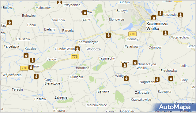 mapa Paśmiechy, Paśmiechy na mapie Targeo