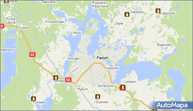 mapa Pasym powiat szczycieński, Pasym powiat szczycieński na mapie Targeo